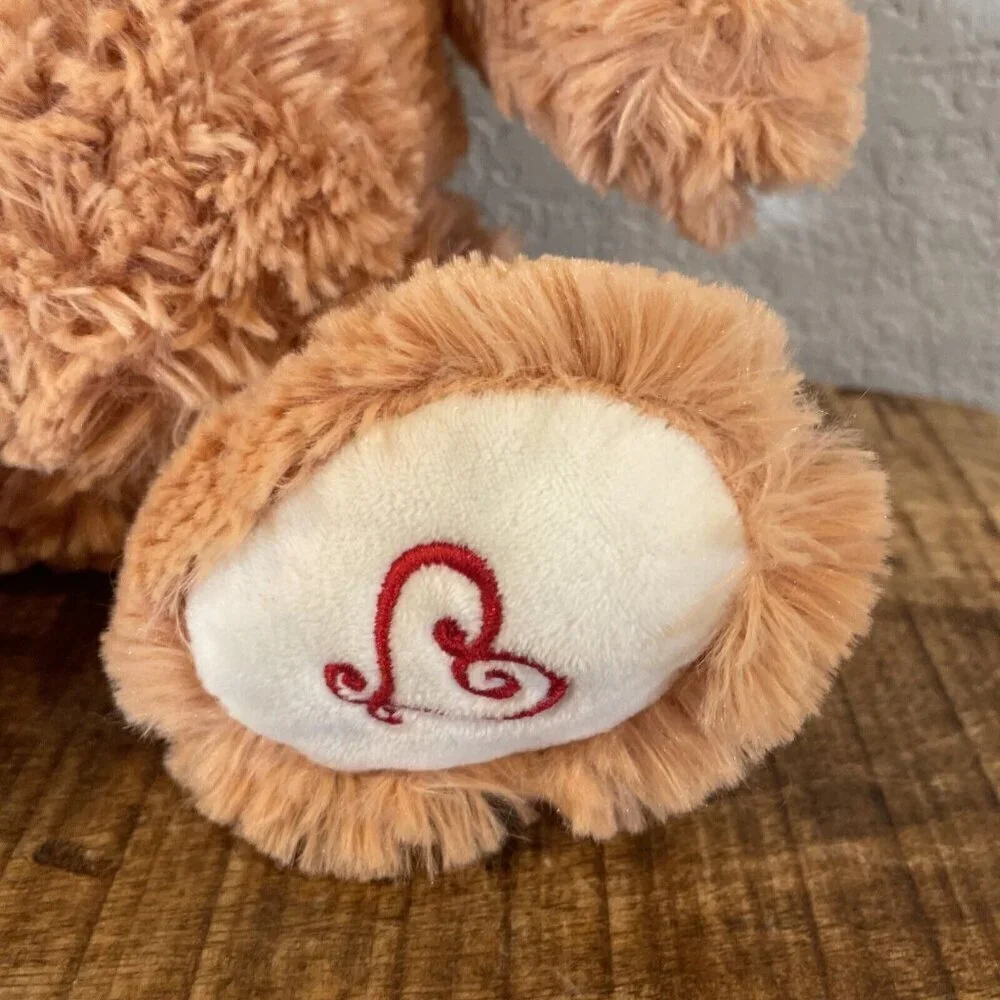 Inter American Fox Plush Orange Heart Foot Sitting Fuzzy Valentine Animal 12”